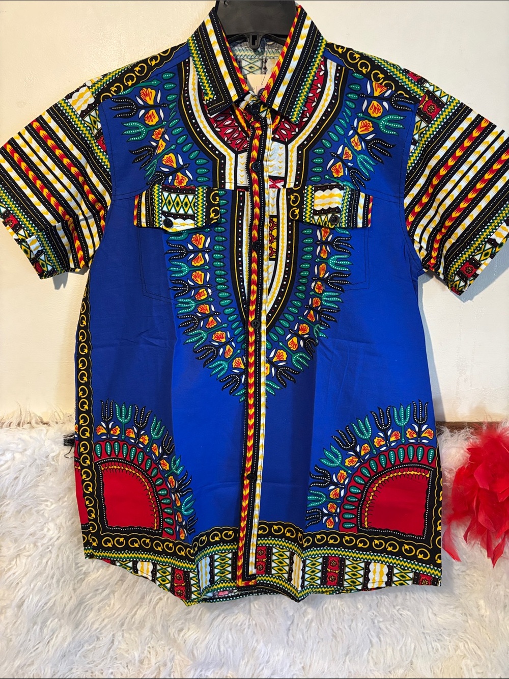 Bold Blue Dashiki Shirt - Vibrant African Print